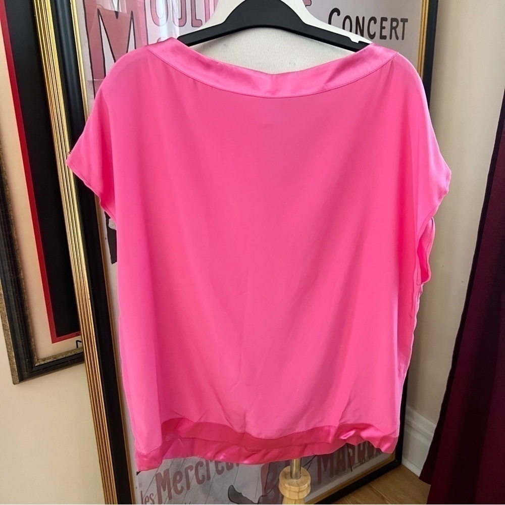Jean Paul Knott: Pink 100% Shiny Matte Mix Silk Sleeveless Blouse Size 3